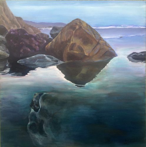 Big Rock Pool Near Ocean Beach, California,  2020, Acrylic on birch wood panel, 36