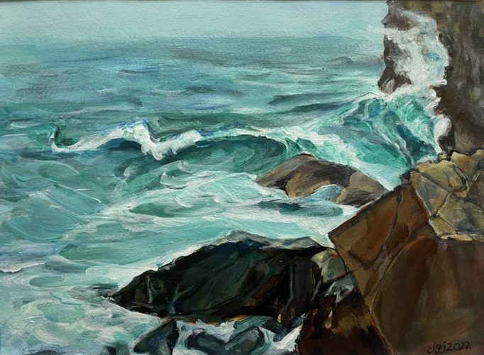 Breaking Wave, Acrylic on Paper, 15in. x 12in. Framed, $495 