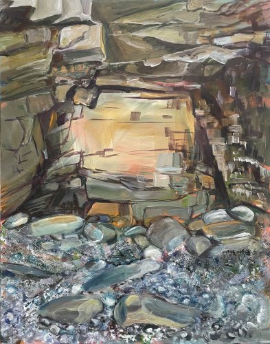 Cave outside looking in, Acrylic on Canvas, 22in. x 28in., $950
